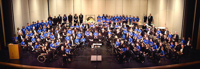 High School concert band ready play at a festival