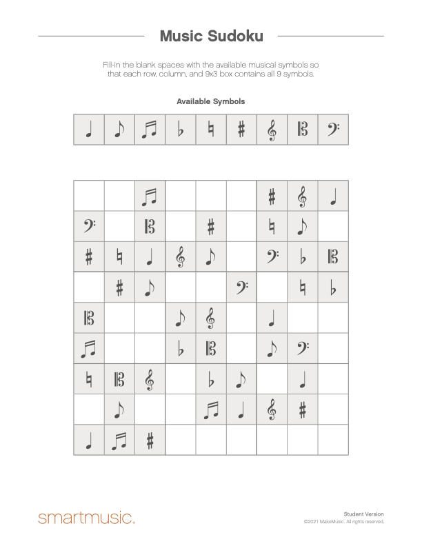 music symbol sudoku image