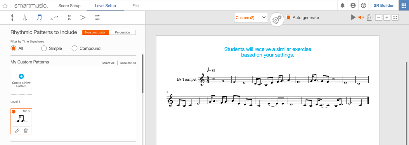 Customization and the Sight Reading Builder
